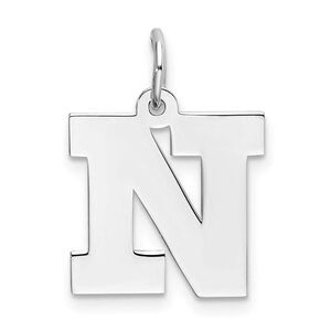 Sterling Silver Amanda Collection Medium Block Style Initial N Pendant